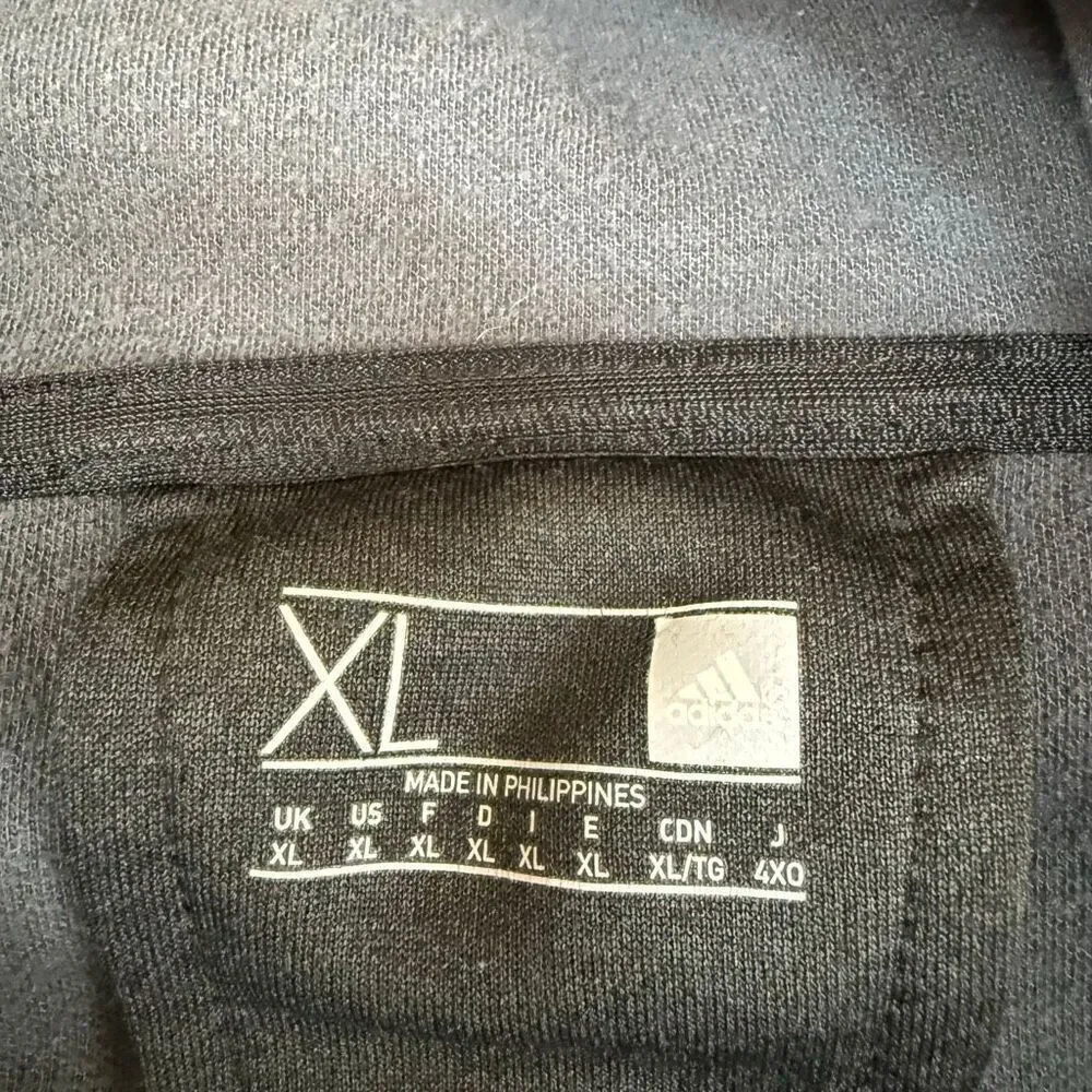 Adidas men’s charcoal grey full zip hooded sweatshirt size XL